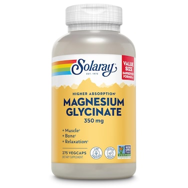 SOLARAY Magnesium Glycinate Capsules Chelated Magnesium Bisglycinate w BioPerine Higher Absorption Magnesium Supplement Bones Muscles Heart Support Vegan 275 Count