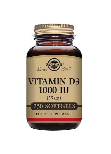 Solgar Vitamin D3 Cholecalciferol 25 MCG 1000 IU 250 Softgels  Helps Maintain Healthy Bones  Teeth  Immune System Support  NonGMO Gluten Free Dairy Free  250 Servings
