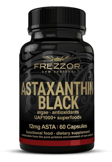 FREZZOR Astaxanthin Black with UAF1000 Super Antioxidant Supports Heart Eye  Brain Health AntiAging Skincare  Cellular Protection 12mg Astaxanthin per serve 60 Softgels 1 Month Supply