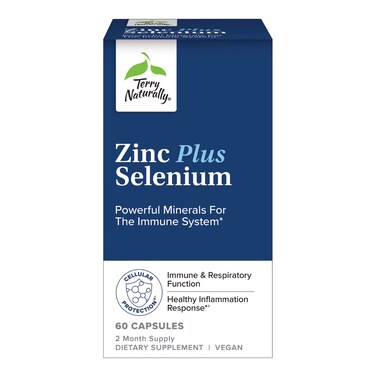 Terry NaturallyZinc Plus Selenium  60 Capsules  Immune Support Respiratory Function Cellular Protection  NonGMO Vegan  60 Servings