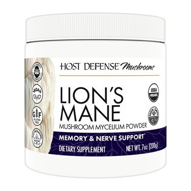 Host Defense Lions Mane Powder  Brain Health Support Supplement  Mushroom Supplement to Support Focus  Memory Function  Immune  Nervous System Support Supplement  7 oz 133 Servings