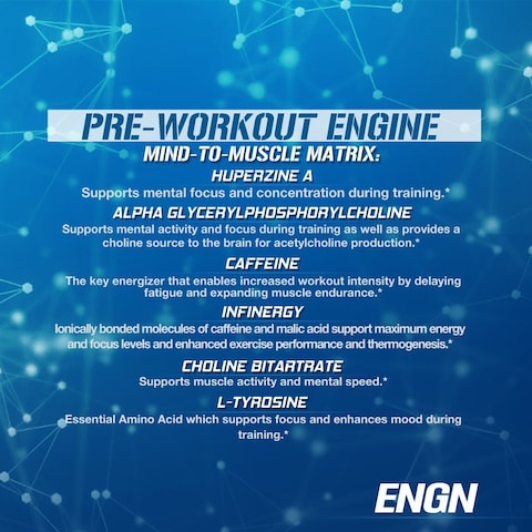 EVL Intense Pre Workout with Creatine  Pre Workout Powder Drink for Lasting Energy Focus and Recovery  ENGN Energizing Pre Workout for Men with Beta Alanine Caffeine and L Theanine  Blue Raz