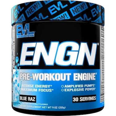 EVL Intense Pre Workout with Creatine  Pre Workout Powder Drink for Lasting Energy Focus and Recovery  ENGN Energizing Pre Workout for Men with Beta Alanine Caffeine and L Theanine  Blue Raz