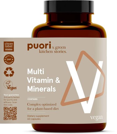 Puori MultiVitamin and Mineral Complex  60 Vegan Capsules  Vegan Certified with 13 Essential Vitamin and 9 Minerals  for Overall Health Nervous and Immune System  DairyFree Vegetarian