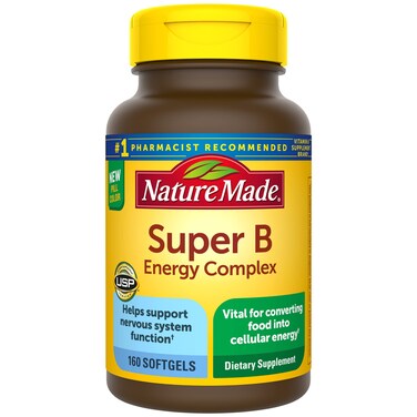 Nature Made Super B Energy Complex Dietary Supplement for Brain Cell Function Support 160 Softgels 160 Day Supply
