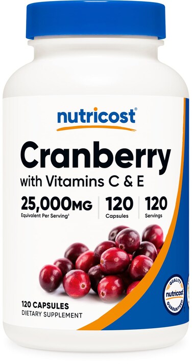 Nutricost Cranberry Extract 25000mg 120 Capsules with Vitamin C  Vitamin E