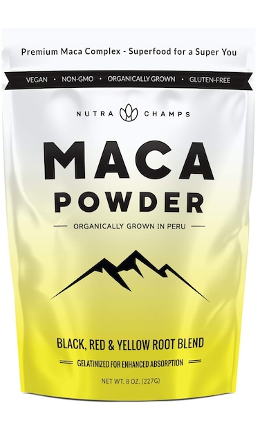 Organic Maca Powder Peruvian Grown Maca Blend with Yellow Black Red Roots Gelatinized for Superior Bioavailability Natural Vegan NonGMO 8oz