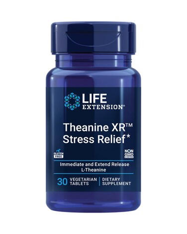 Life Extension Theanine XR Stress Relief  LTheanine  Promotes a Calm Response to Daytime Stress  NonGMO GlutenFree Vegetarian  30 Tablets