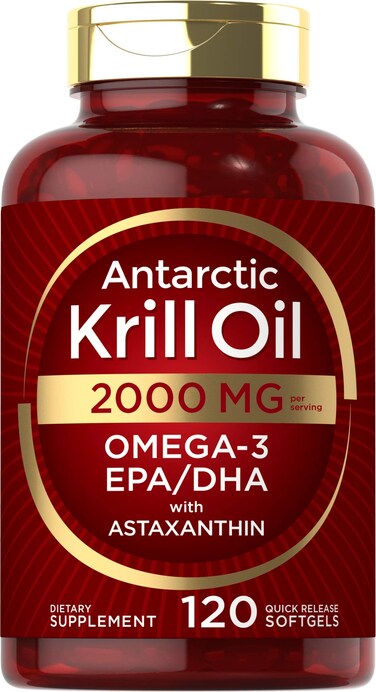 Carlyle Antarctic Krill Oil 2000 mg 120 Softgels  Omega3 EPA DHA with Astaxanthin Supplement Sourced from Red Krill  Maximum Strength  Laboratory Tested
