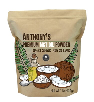 Anthonys Premium MCT Oil Powder 56 C8 Caprylic 42 C10 Capric 1 lb Gluten Free Non GMO Keto Friendly