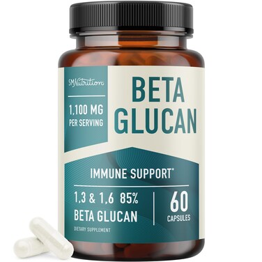 Beta Glucan Supplement 1100mg for Immunity Skin  Gut Support  13D  16 Beta Glucans Extra Strength Formula  85 Concentrated  Over 500mg Per Capsule  NonGMO Vegan GlutenFree 60ct