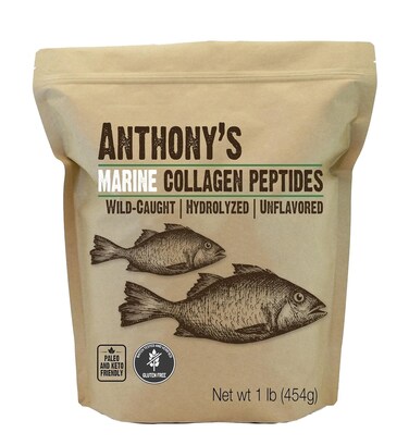 Anthonys Hydrolyzed Marine Collagen Peptides GlutenFree Paleo and Keto Friendly Unflavored 1Pound