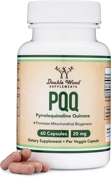PQQ Supplement  20mg 60 Capsules Pyrroloquinoline Quinone Promotes Mitochondria ATP Coenzyme Levels Energy Optimizer and Sleep Support NonGMO Gluten Free Vegan Safe by Double Wood
