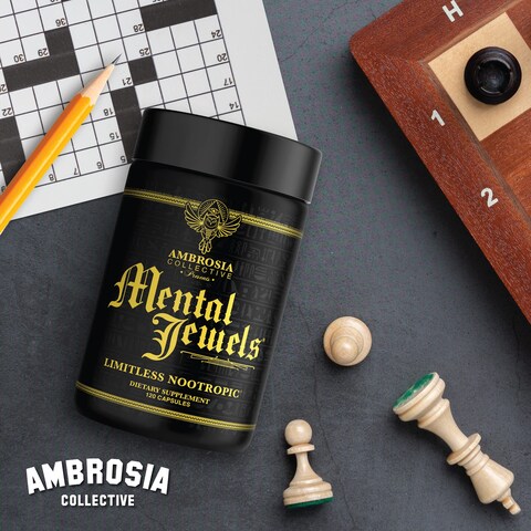 Ambrosia Mental Jewels Capsules  Cognitive Enhancer  Increase Memory Communication Skills Concentration  Focus  Alpha GPC Choline BaCognize  120 Veggie Capsules 30 Day Supply