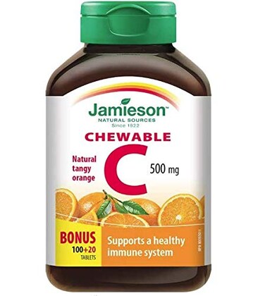 JamiesonVitamin C Chewable 500 mg  Tangy Orange 120 tabs Bonus