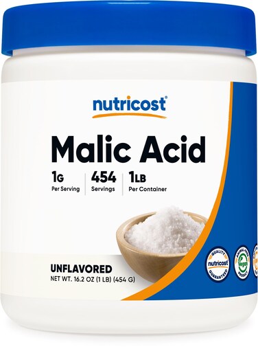 Nutricost Malic Acid Powder 1LB  Gluten Free NonGMO 454 Grams