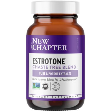 New ChapterPeriMenopause Supplement  Estrotone Herbal HormoneBalance Blend with Black Cohosh to Reduce Hot Flashes  Night Sweats  30 ct Vegetarian Capsule