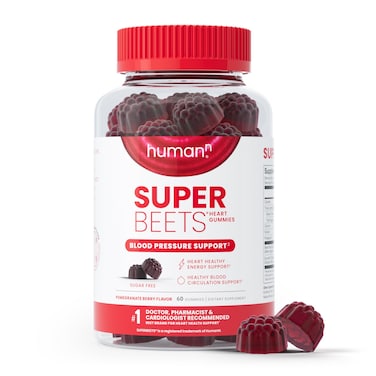 humanNSuperBeets Heart Gummies  HeartHealthy Energy Grape Seed Extract  Beet Root Powder  Sugar Free  Pomegranate Berry Flavor 60 Count