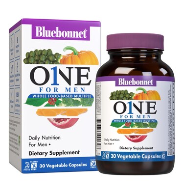 Bluebonnet Nutrition One for Men Whole FoodBased Multiple Daily Nutrition NonGMO Vegetarian Friendly Kosher GlutenFree SoyFree DairyFree Iron Free 30 Vegetable Capsules 30 Servings