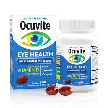 Ocuvite Eye Vitamin  Mineral Supplement Contains Zinc Vitamins C E Omega 3 Lutein  Zeaxanthin 30 Softgels