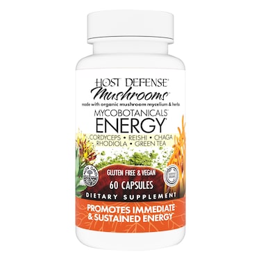 Host DefenseMycoBotanicals Energy Capsules  Energy  Respiratory Support Supplement  Herbal Green Tea Capsules  Respiratory Supplement with Cordyceps Reishi  Chaga  60 Capsules 30 Servings