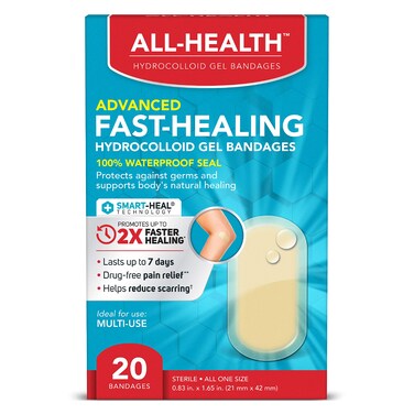 All Health Advanced Fast Healing Hydrocolloid Gel Bandages Regular 20 ct  2X Faster Healing for First Aid Blisters or Wound Care 20 Count