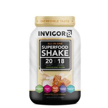 Superfood Grass Fed Whey Protein Isolate Shake Himalayan Salted Caramel GlutenFree and Non GMO Meal Replacement with Probiotics and Omega 3 645g