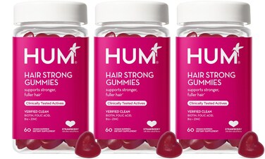 HUM Hair Strong  Daily Gummies with Biotin to Combat Hair Loss  Thinning  Fo Ti Folic Acid Zinc Vitamin B12  PABA to Support Healthy Hair Skin and Nails 90Day Supply