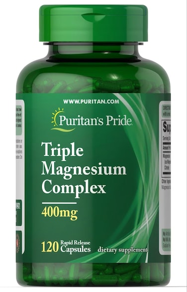 Puritans Pride Triple Magnesium Complex 400mg Helps Maintain Healthy Bones 120 Rapid Release Capsules