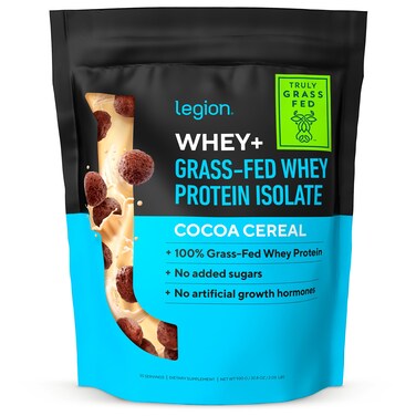 LEGION Whey Whey Isolate Protein Powder from Grass Fed Cows  Low Carb Low Calorie NonGMO Lactose Free Gluten Free Sugar Free All Natural Whey Protein Isolate 30 Serving Cocoa Cereal