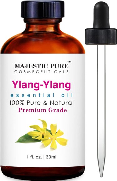 MAJESTIC PUREYlang Ylang Essential Oil  100 Pure and Natural Ylang Ylang Oil  Premium Grade Essential Oils for Hair Care Home Diffusers Skin Aromatherapy Massage and Humidifiers  1 Fl Oz