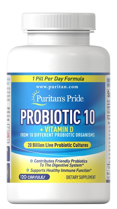 Puritans Pride Probiotic 10 with Vitamin D to Support Immune Function Capsule 120 Count