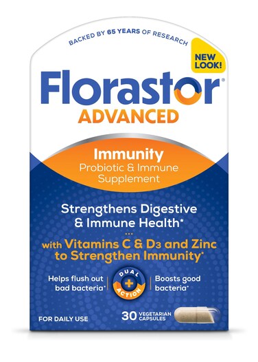 Florastor Select Immunity Boost Daily Probiotic  Immune Support Supplement for Women and Men Saccharomyces Boulardii CNCM I745 Plus Zinc Vitamin C  D3 30 Capsules