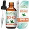 Why Not Natural Organic Vitamin D3 K2 MK7 Liquid Drops 5000 IU of sublingual D3 with Coconut MCT Oil for Strong Bones and Teeth Heart and Immune Support