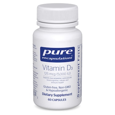 Pure Encapsulations Vitamin D3 125 mcg 5000 IU  Supplement to Support Bone Joint Breast Heart Colon and Immune Health  with Vitamin D  60 Capsules