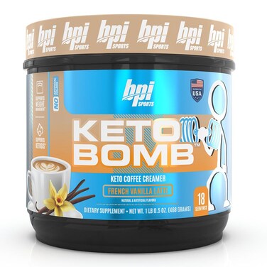 BPI Sports Keto Bomb  Promotes Energy Hydration and Fat Loss  MCT and Electrolytes  SugarFree with Calcium  French Vanilla Latte 18 Servings