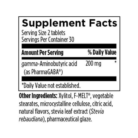 Designs for Health Chewable GABA  200mg PharmaGABA Chewables Fermented  Bioavailable GABA Supplement to Support Calm  NonGMO  Gluten Free 60 Tablets