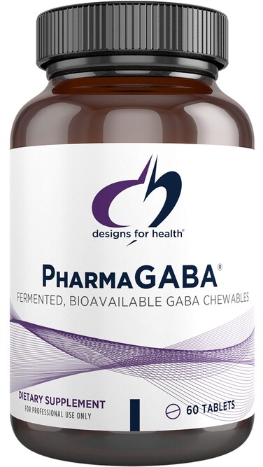Designs for Health Chewable GABA  200mg PharmaGABA Chewables Fermented  Bioavailable GABA Supplement to Support Calm  NonGMO  Gluten Free 60 Tablets