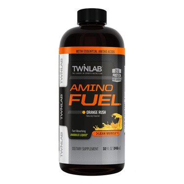 Twinlab Amino Fuel  PreWorkout and PostWorkout Energy Drink  Supplement 32 fl oz Orange Rush