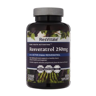 ResVitle Resveratrol 250 mg  Resveratrol Supplement for Men and Women  120 Veggie Capsules