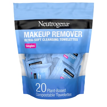 Neutrogena Makeup Remover Wipes Individually Wrapped Daily Face Wipes for Waterproof Makeup Travel  OntheGo Singles 20 Count