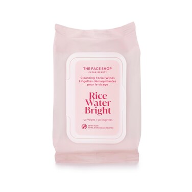 The Face ShopRice Water Bright Makeup Remover Wipes for Face with Rice Extract Brightening Moisturizing Infused with Cleansing Milk Vegan Disposable Cleansing Facial Wipes Korean Skin Care