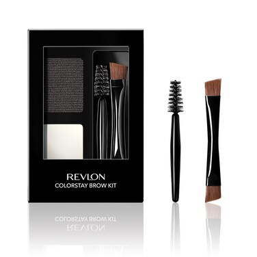 REVLONColorStay Brow Kit Includes Longwear Brow Powder Clear Pomade DualEnded Angled Tip Eyebrow Brush  Spoolie Brush Soft Black 101 008 oz