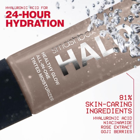 Smashbox Halo Healthy Glow AllInOne Tinted Moisturizer SPF 25 with Hyaluronic Acid Light to Medium Coverage Dewy Finish Oilfree Sweat and Humidity Resistant