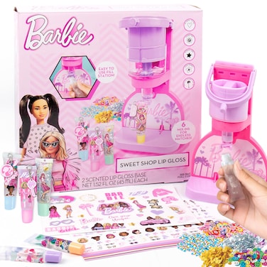 BarbieSweet Shop Lip Gloss Making Kit Makes 12 Accessories Lip Glosses  Keychains Arts and Crafts kit for Kids Ages 6 Gifts for 6 Year Old Girl