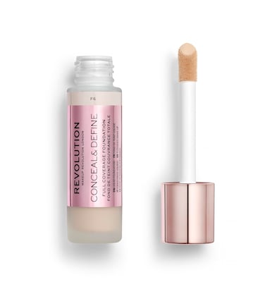 Revolution Beauty Conceal  Define Foundation Full Coverage LongLasting Matte Finish Vegan  Cruelty Free F6 Light to Medium Skin Tones 08 FlOz