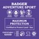 BadgerMineral Sunscreen SPF 50 Zinc Oxide Sunscreen with 98 Organic Ingredients ReefSafe BroadSpectrum Hypoallergenic Water Resistant Unscented Adventure Sport Sunscreen 29 fl oz