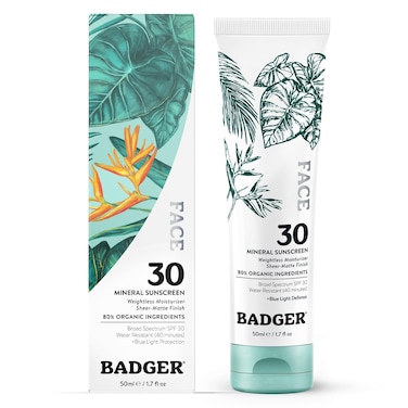 Badger Mineral Face Sunscreen with Zinc Oxide Sunblock Face Lotion Moisturizer with SPF 30 Vegan Unscented Lightweight Mineral Sunscreen for Face 17 fl oz