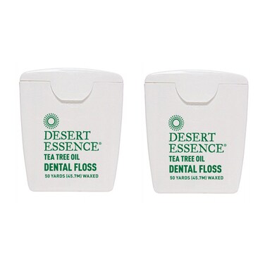 Desert EssenceTea Tree Oil Dental Floss No alcohol 50 Yards 457 M Waxed Pack of 2