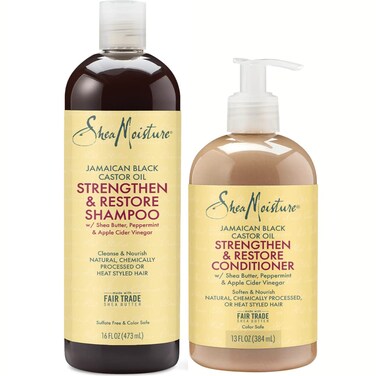Shea Moisture Jamaican Black Castor Oil Clarifying Shampoo  Conditioner  Strengthen  Restore SulfateFree Shampoo  Conditioner Set with Shea Butter ACV and Peppermint Oil for Hair 2 Piece Set